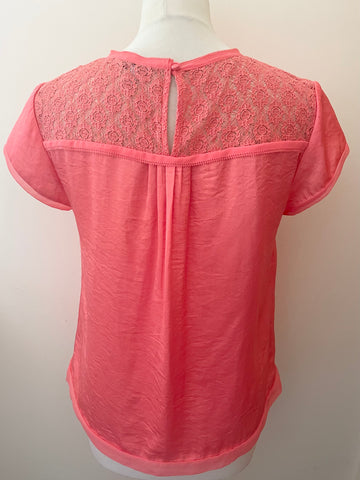 JIGSAW CORAL LACE TRIM SHORT SLEEVE TOP SIZE 12