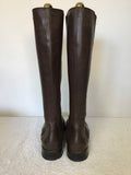 HOBBS BROWN LEATHER KNEE LENGTH ELASTICATED SIDE BOOTS SIZE 7.5/41