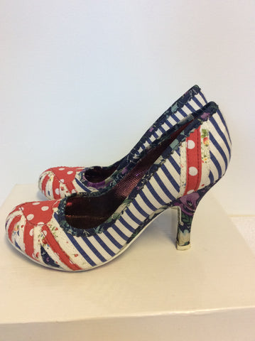 NEW EX DISPLAY IRREGULAR CHOICE STRIPE,SPOT & FLORAL PRINT HEELS SIZE 6/39