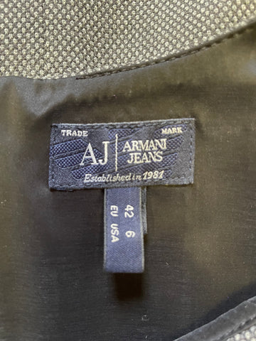ARMANI JEANS GREY FLECK SHORT SLEEVED PENCIL DRESS SIZE 42 UK 10