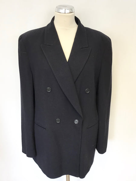GIORGIO ARMANI NAVY BLUE DOUBLE BREASTED PURE NEW WOOL JACKET SIZE 14