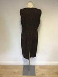 HOBBS BROWN LINEN PENCIL DRESS SIZE 14