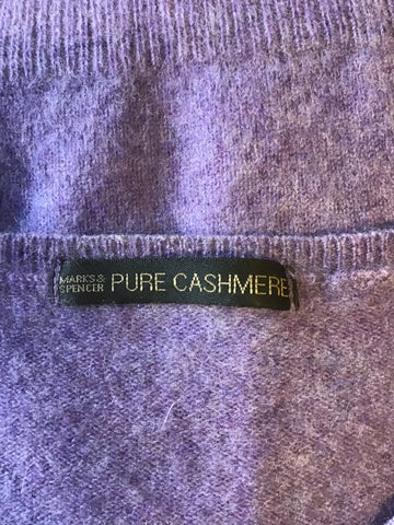 MARKS & SPENCER HEATHER PURE CASHMERE LONG SLEEVE CREW NECK JUMPER SIZE 12