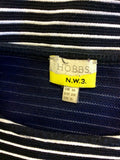 HOBBS NW3 NAVY BLUE & WHITE STRIPED TIE BELT DRESS SIZE 10