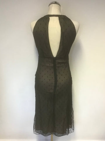 ELSPETH GIBSON BLACK SPOT LACE OVER CREAM SILK SPECIAL OCCASION DRESS SIZE 10