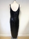 UNBRANDED BLACK SLEEVELESS SEQUINNED MIDI COCKTAIL DRESS  SIZE 14