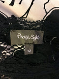 PHASE EIGHT PINK & BLACK FLORAL STRETCH LACE TOP DRESS SIZE 12