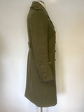 WHISTLES ARMY GREEN 100% WOOL KNEE LENGTH COAT SIZE 10
