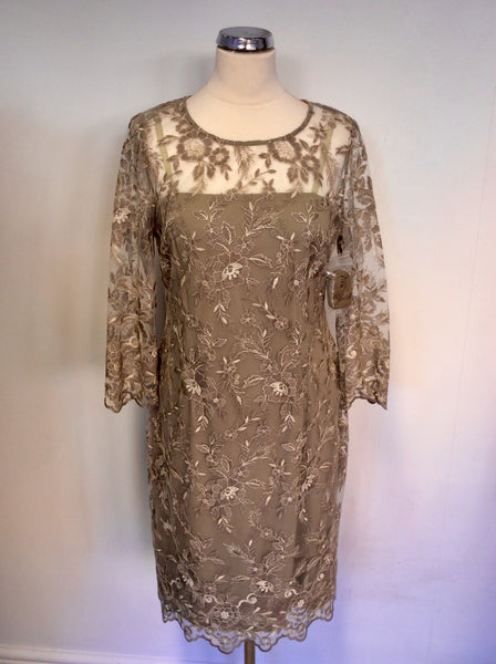 BRAND NEW GINA BACCONI TRUFFLE LACE SPECIAL OCCASION DRESS SIZE 18