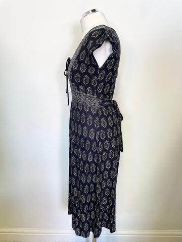 BRAND NEW MONSOON MARIANNE NAVY PRINT STRETCH JERSEY SLEEVELESS FIT & FLARE DRESS SIZE 10