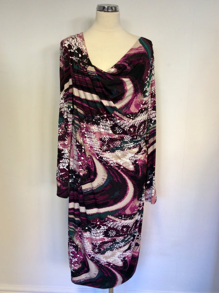 BRAND NEW OSCAR B AUBERGINE PRINT STRETCH JERSEY DRESS SIZE 20
