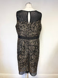 BRAND NEW SAVOIR GOLD LACE OVER BLACK SLEEVELESS SPECIAL OCCASION DRESS SIZE 16