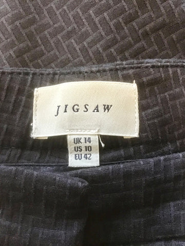 JIGSAW NAVY CHECK TAPERED LEG ANKLE GRAZER TROUSERS SIZE 14