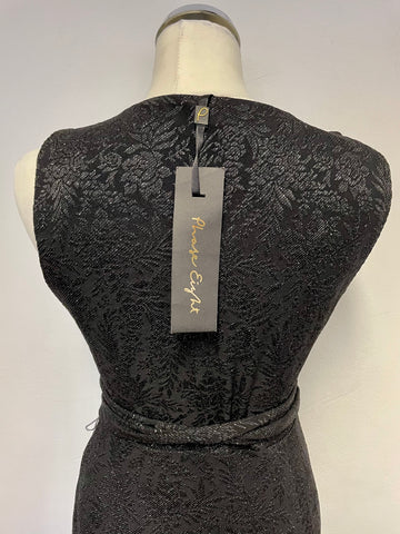 BRAND NEW PHASE EIGHT NERONA BLACK & SILVER LURES WRAP ACROSS LONG EVENING DRESS SIZE 10