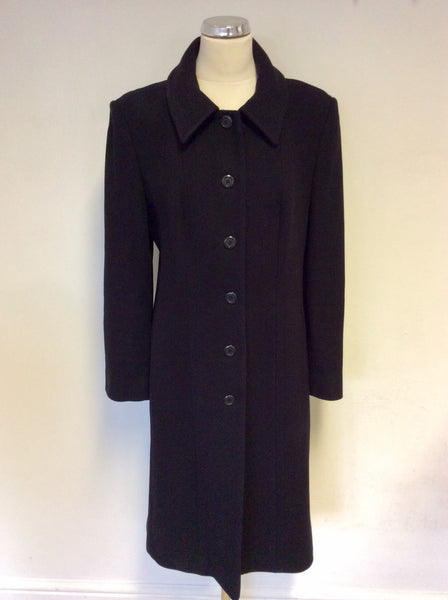 HOBBS BLACK WOOL & CASHMERE BLEND COAT SIZE 16