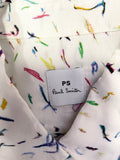 PAUL SMITH WHITE & MULTI COLOURED SPLASH PRINT SHIRT WITH SILK SIZE 40 UK 12