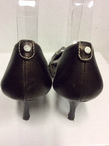 KAREN MILLEN BROWN LEATHER OPEN SIDE HEELS SIZE 5/38