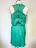 WHISTLES GREEN SLEEVELESS REAR ZIP FEATURE SHORT DRESS SIZE 6