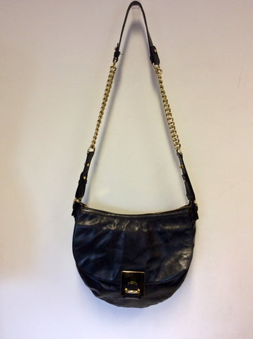 BADGLEY MISCHKA BLACK & GOLD TRIM LARGE SHOULDER BAG