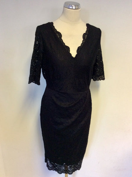 BRAND NEW TWIGGY FOR MARKS & SPENCER BLACK LACE SHORT SLEEVE PENCIL DRESS SIZE 12