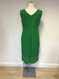 BODEN GREEN COTTON APPLIQUÉ TRIM DRESS SIZE 12L