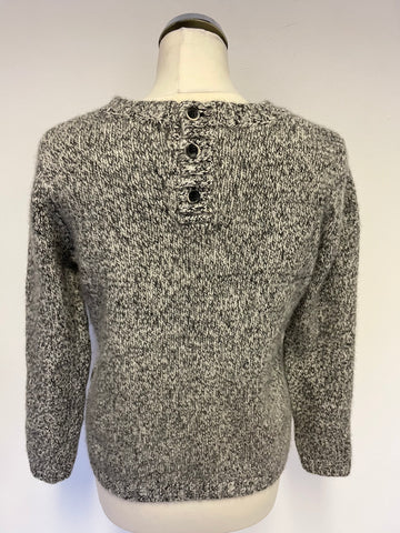 JOHN LEWIS WEEKEND COLLECTION BLACK & WHITE WEAVE 100% DONEGAL CASHMERE JUMPER SIZE 14