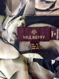 MULBERRY BLACK FLORAL PRINT SILK PUSSY BOW TRIM BLOUSE SIZE 10