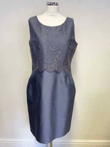 BRAND NEW HOBBS INVITATION BELLA DELPHINIUM BLUE LACE TRIM DRESS & JACKET SUIT SIZE 14