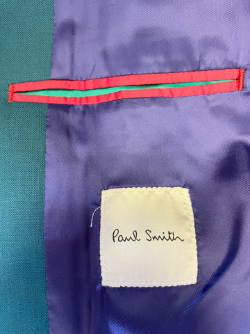PAUL SMITH DREAMER JADE GREEN 100% WOOL TROUSER SUIT SIZE 42 UK 10