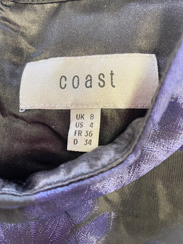 COAST BLACK & MIDNIGHT BLUE FLORAL PRINT SLEEVELESS SPECIAL OCCASION DRESS SIZE 8