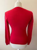 LK BENNETT PINK & RED ROUND NECK LONG SLEEVE MERINO WOOL JUMPER SIZE XS