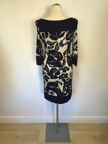 BRAND NEW COAST NAVY & IVORY FLORAL PRINT 3/4 SLEEVE DRESS SIZE 8