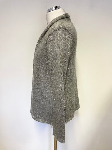 PHASE EIGHT GREY SEQUINNED LONG SLEEVED CARDIGAN  SIZE 14
