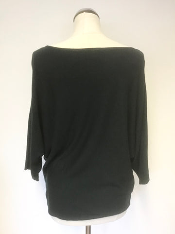 PHASE EIGHT DARK GREEN BOAT NECK 3/4 SLEEVE BATWING JUMPER SIZE M