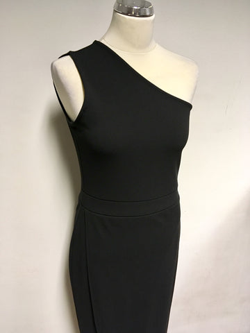 BRAND NEW ASOS BLACK ONE SHOULDER EVENING DRESS SIZE 12 TALL