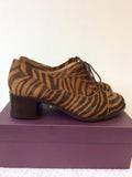 BRAND NEW DUO BROWN TIGER PRINT SUEDE LACE UP HEELS SIZE 8/42