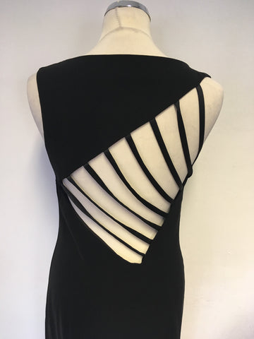 VERA MONT BLACK LONG EVENING BACK WITH OPEN STRAPPY BACK SIZE 12