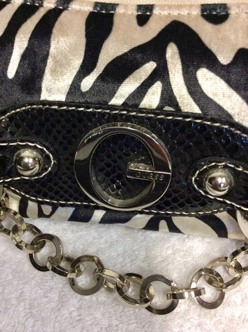 GUESS BLACK & SILVER PRINT SHOULDER BAG