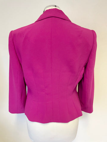 HOBBS CERISE PINK FITTED JACKET & PENCIL SKIRT SUIT SIZE 12
