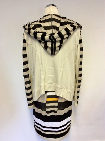 BRAND NEW MARCCAIN STRIPED LONG FINE KNIT TOP & HOODED CARDIGAN SIZE N6 UK XL