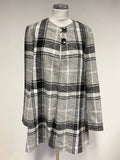 GERRY WEBER GREY CHECK WOOL BLEND UNLINED JACKET & SCARF/ BELT SIZE 12