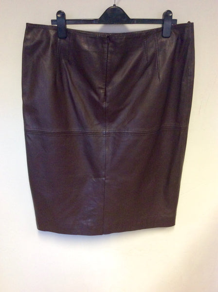 MARKS & SPENCER BROWN LEATHER STRAIGHT SKIRT SIZE 18
