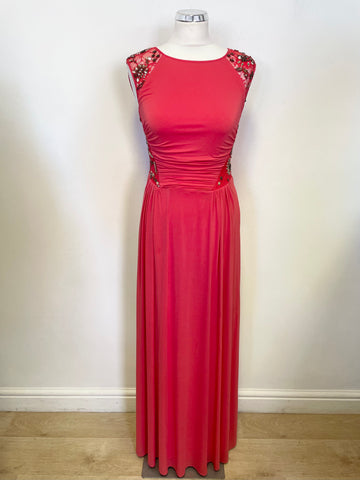 COAST CORAL LACE & JEWEL EMBELLISHED SPECIAL OCCASION MAXI DRESS SIZE 8