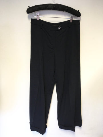 MULBERRY NAVY BLUE WOOL FORMAL WIDE LEG TROUSERS SIZE 10