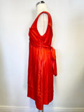 TED BAKER HOT ORANGE 100% SILK SLEEVELESS SPECIAL OCCASION DRESS SIZE 2 UK 10