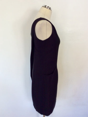 PRADA BLACK SLEEVELESS COTTON DRESS WITH REAR PLEAT DETAIL SIZE 38 UK 6 FIT UK 8/10
