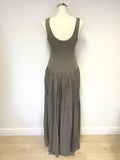 FRENCH CONNECTION KHAKI SLEEVELESS STRETCH JERSEY TOP MAXI DRESS SIZE 10
