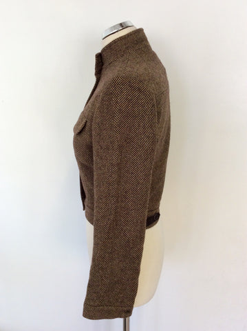 MULBERRY BROWN HERRINGBONE WOOL JACKET SIZE 10