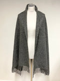 UNBRANDED GREY WOOL LARGE FRINGED WRAP,SCARF