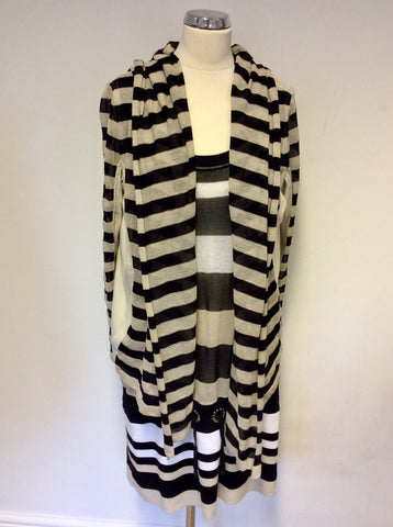 BRAND NEW MARCCAIN STRIPED LONG FINE KNIT TOP & HOODED CARDIGAN SIZE N6 UK XL